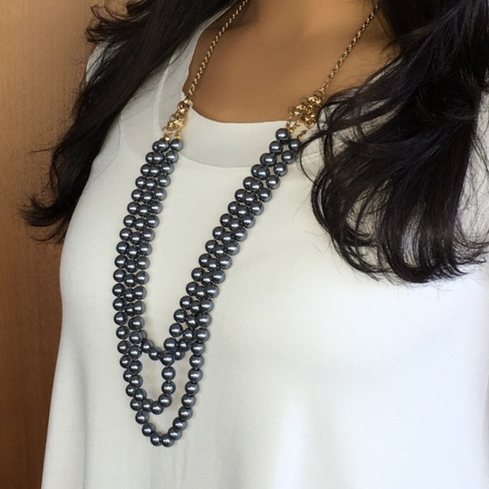Three Layer Black Pearl Necklace